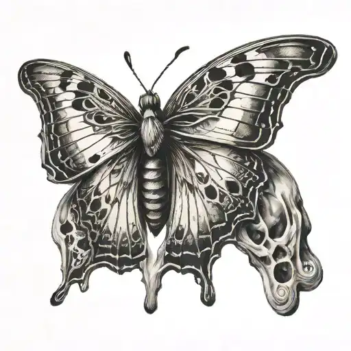 Butterfly With Skull Pattern On Wings