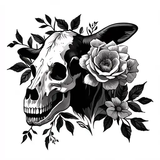 Cow Skull Flower Surrounded