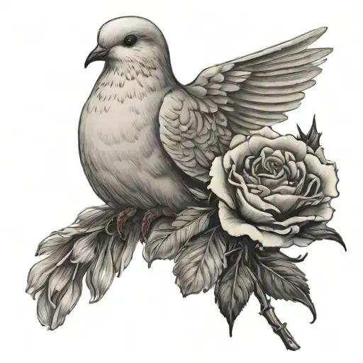 Dove Holding A Carnation