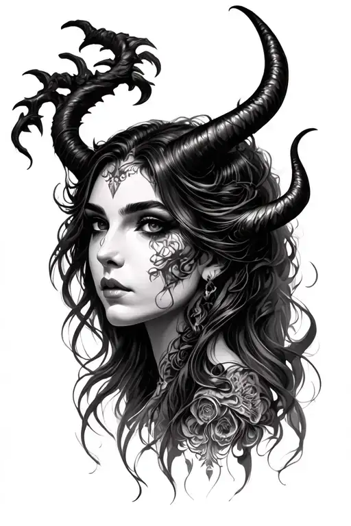 Beautiful Demon Lady Head