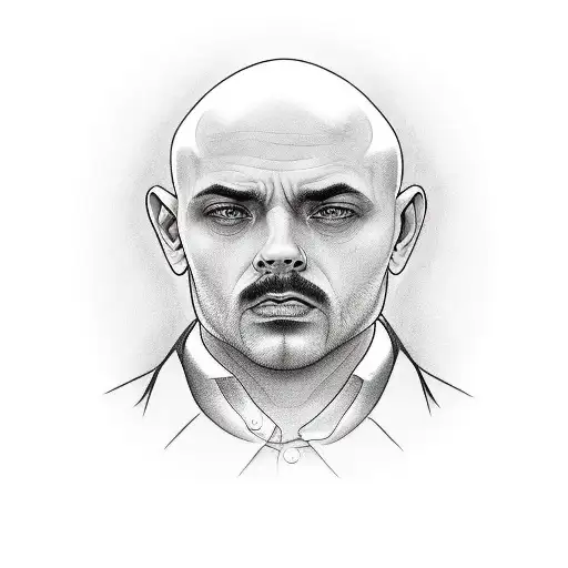 Bald Man With Quite A Round Face Dressed As A Gangster Or Drug Dealer From A Quartel