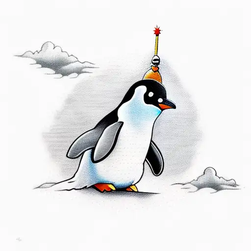 Penguin With Rocket On Back