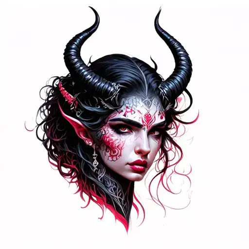 Beautiful Demon Lady Head