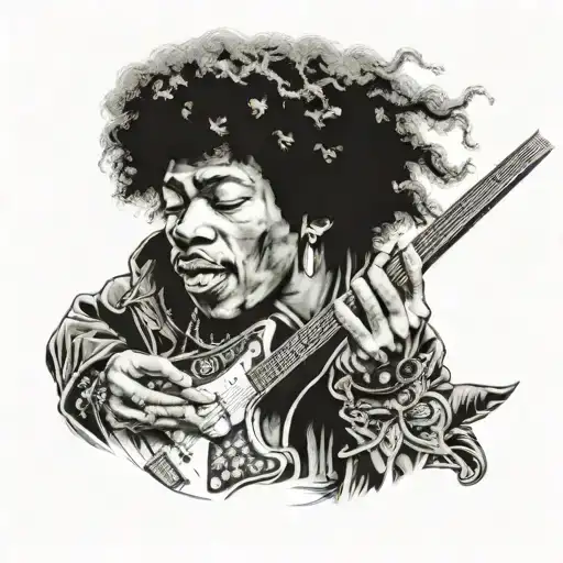 Jimi Hendrix Playing A Guitar With His Jacket