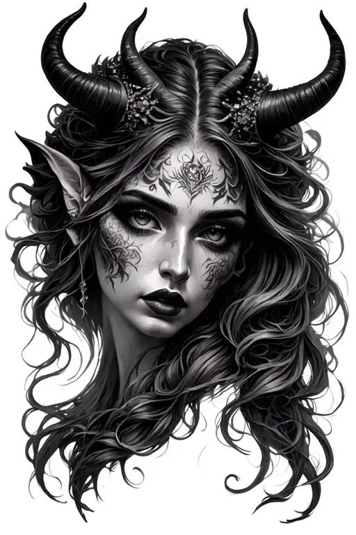 Beautiful Demon Lady Head