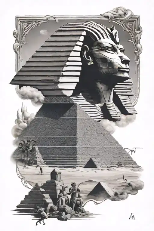 God Ra Against The Background Of The Pyramids