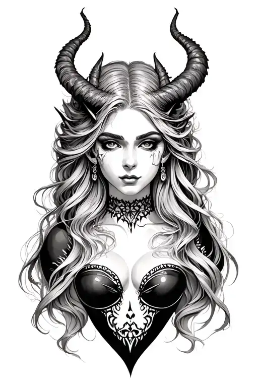 Beautiful Demon Lady Head