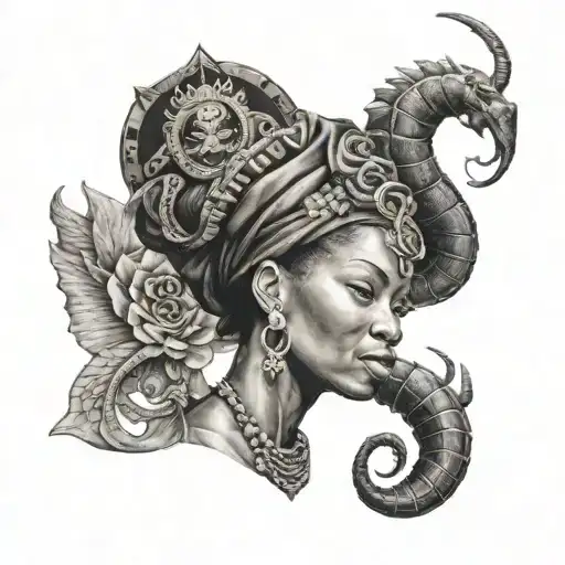 Black African Queen With Scorpion Emblem In The Center Of Crown
