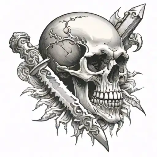 Skull Knife And Teeth