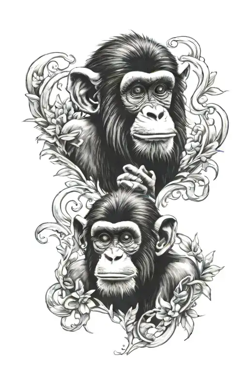 Three Wise Monkey Tattoo Design