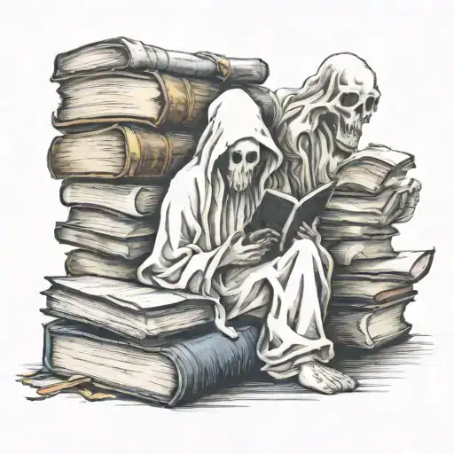 Ghost Reading A Book Sat In Books