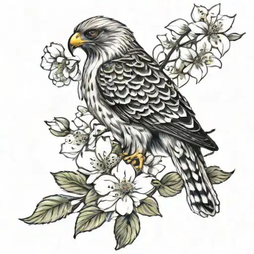 Hawk With Flowering Dogwood
