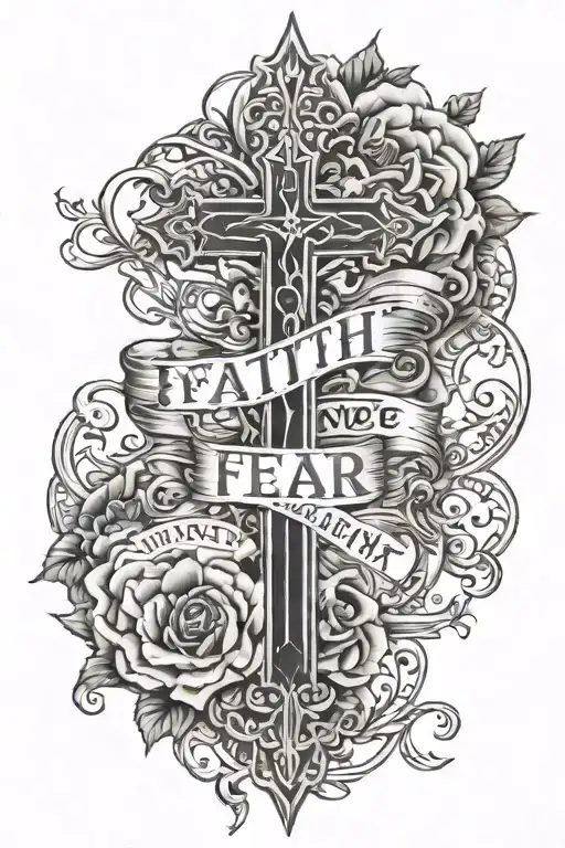 Faith Over Fear Cross Tattoo Forearm