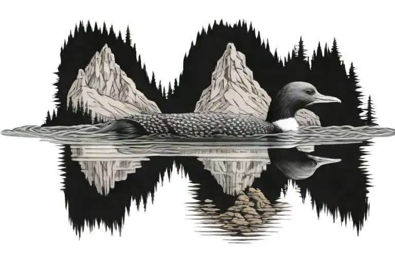 Loon Swimming On Mountain Lake