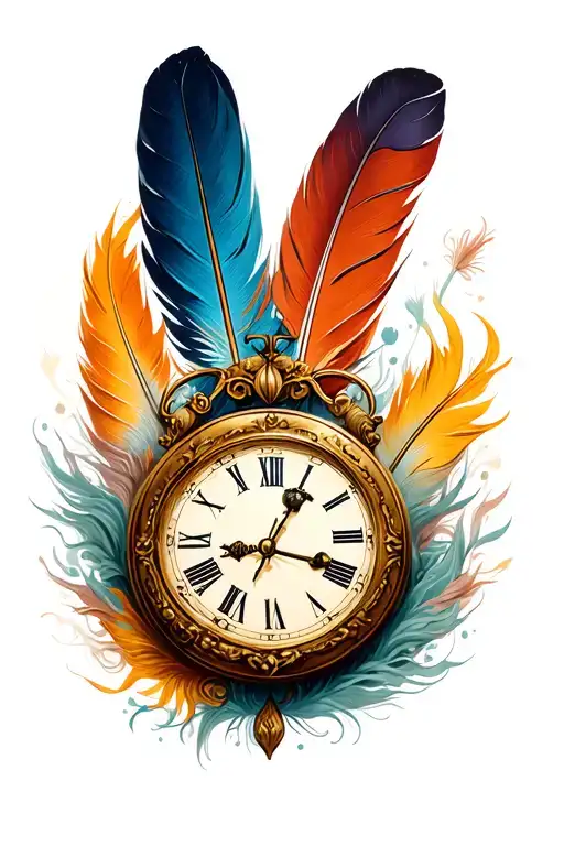 Feather And Clock Inside