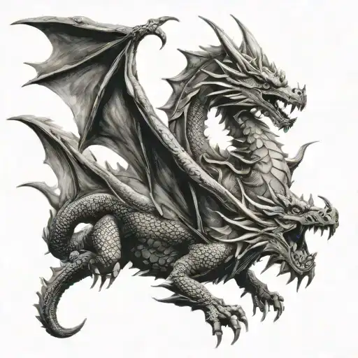 Small And Big Dragon Flying Together