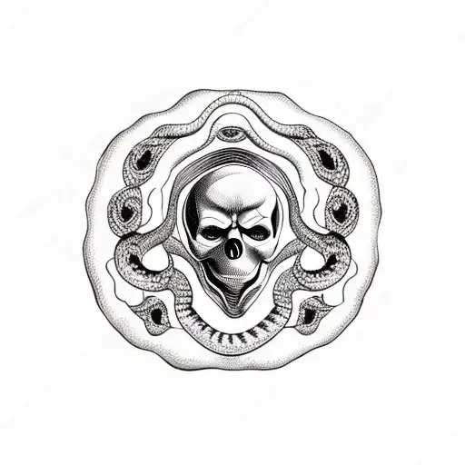 Skull With Snake Through The Eye Of Skull
