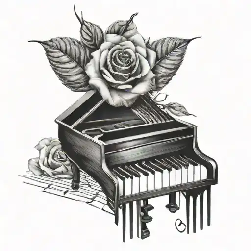Piano Keys With Rose