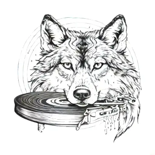 Vinyl Record With A Wolf Indisde