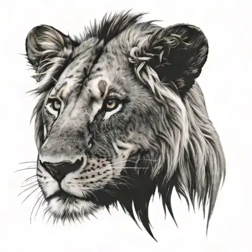 Lion Behind Lioness Strength