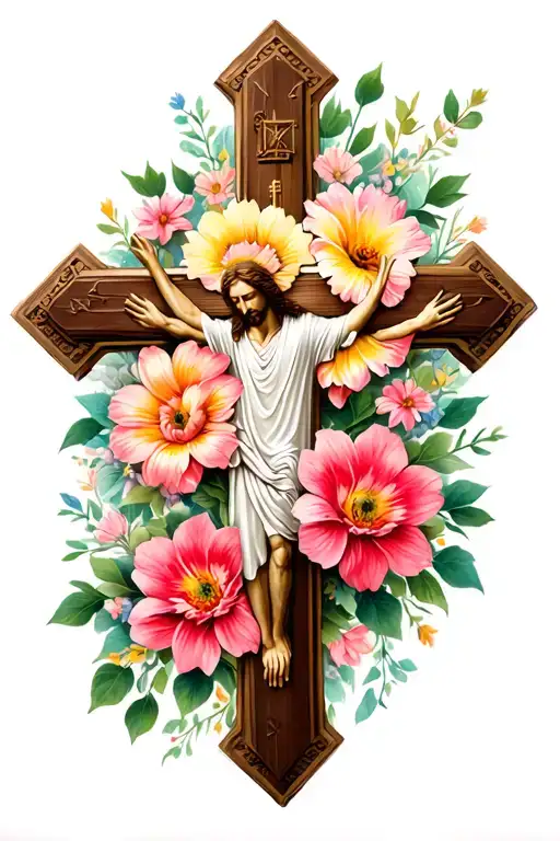 Flowers And Crosses Jesus Cross