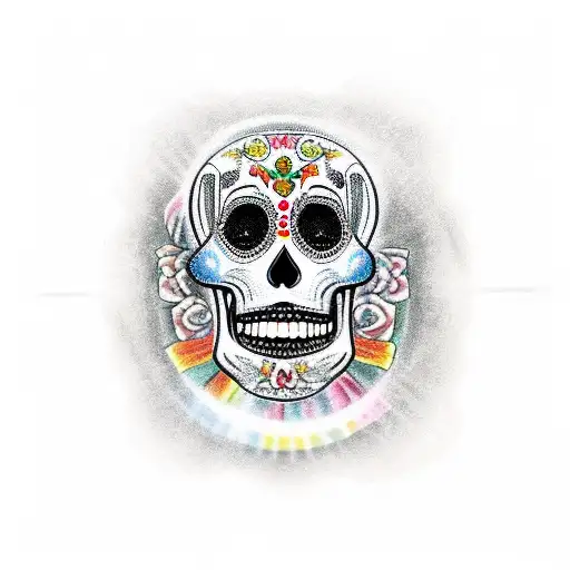 Sugar Skull Playing Drums In The Light Of An 18 Wheeler