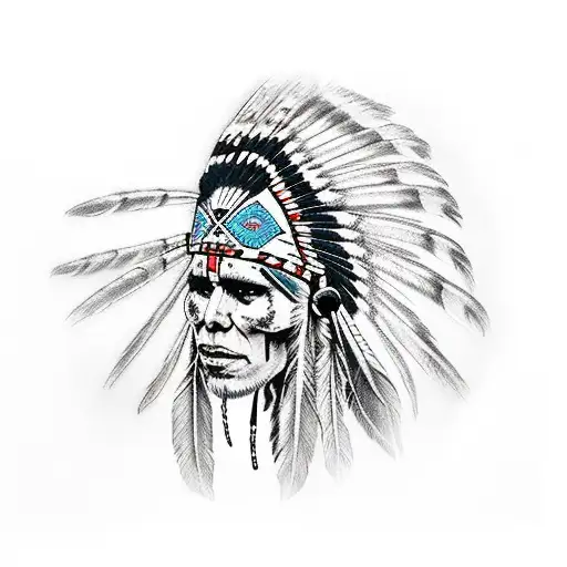 Native American Headdress On A Skull