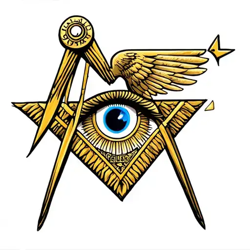 Freemason Square And Compass With All Seeing Eye Above It