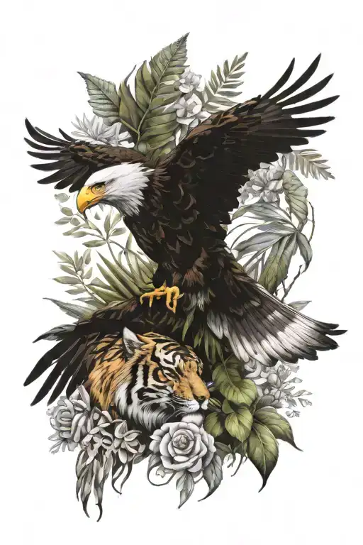 Eagle And Tiger With Plant Amendments