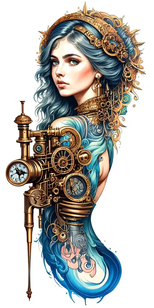 Virgo With Singer Engine Steampunk
