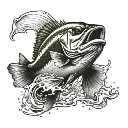 Largemouth Bass Jumping Out Of Water