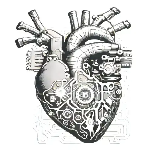 An Anatomical Heart With Circuit Board Patterns And Gaming Symbols