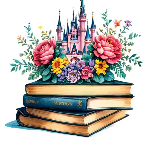 Disney Castle Flowers Stacked Books Lioness