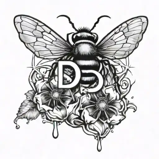 Large Script Initials D And L With A Killer Bee Dripping Blood Across The Chest