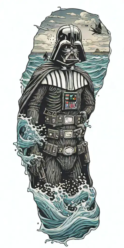 Darth Vader In The Ocean Having Fun