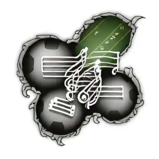 A Football Field With Musical Notes Floating Above It