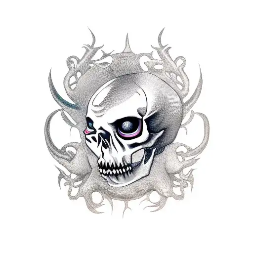 Sexy Demon Girl With Skull And Money