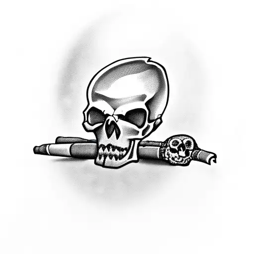 Skull In Fedora Smoking A Cigar