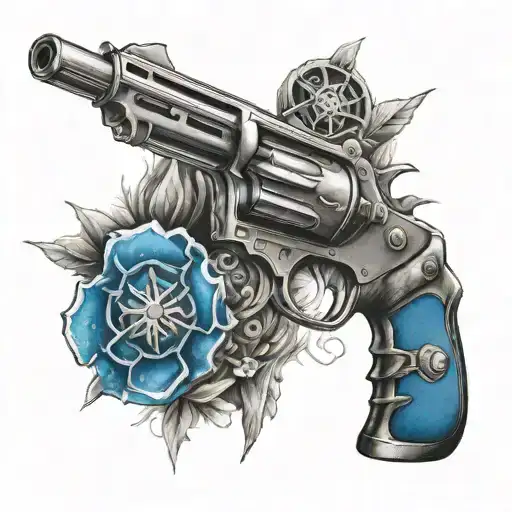 A Sleek And Stylish Gun Design Incorporating Elements Of The Blues Hockey Logo