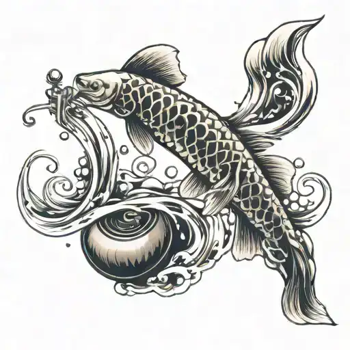 A Freelance Musician Symbolized By A Koi Fish Jumping Out Of A Musical Ocean