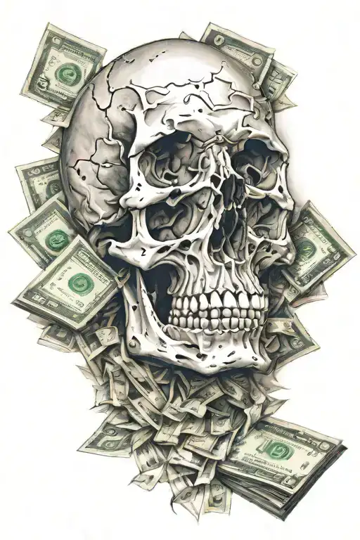 Skull Surrounded By Money