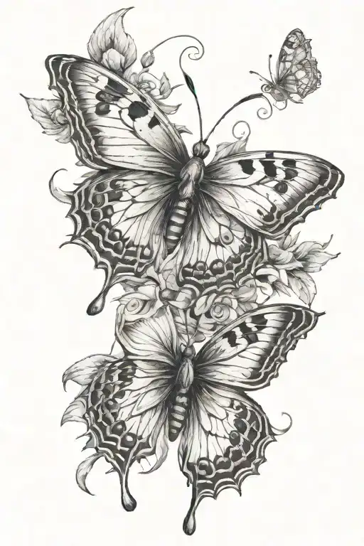 Butterfly With Broken Wing Tattoo Featuring