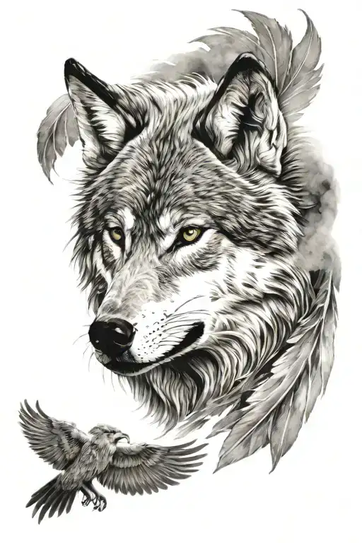 Wolf Face With Wing