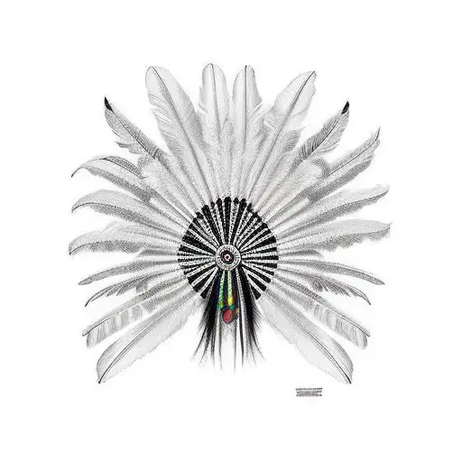 Brazilian Indian With Long Feather Headdress Big Brests