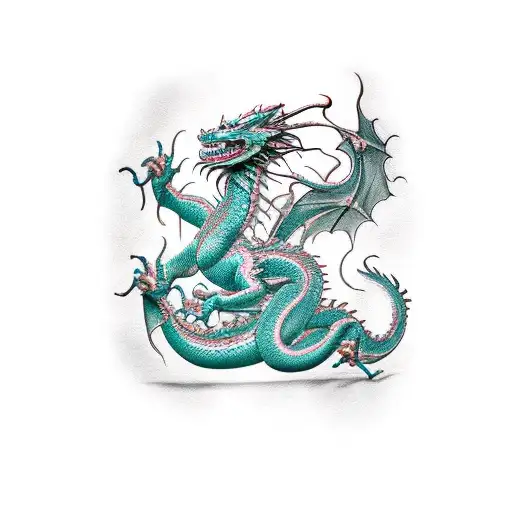 Dragon Made Of Cracked Jade Stone