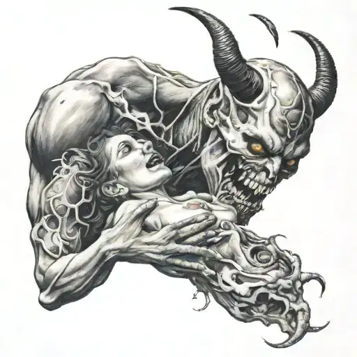 Demon Eating A Woman's Corpse