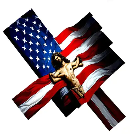 Jesus Cross American Flag Downward Spiral