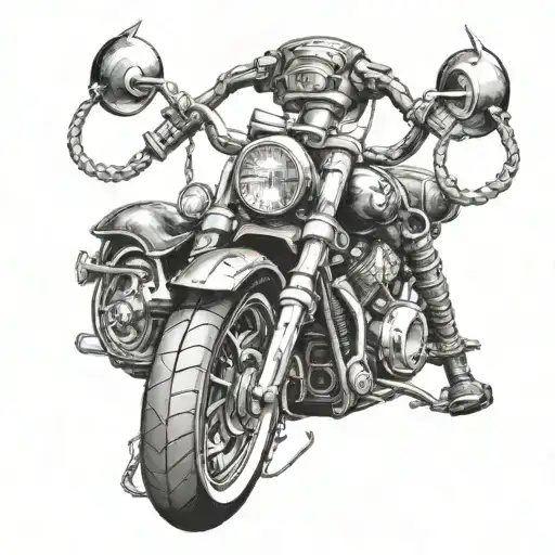 A Chopper Motorcycle With Demon Horns