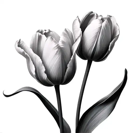 Elegant Black And Black Realistic Realistic Tulipanes