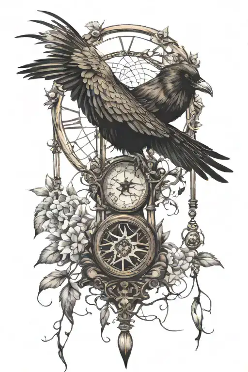 Hourglass Vines Raven Dreamcatcher
